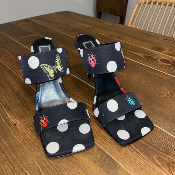 Butterflies canvas high heel mules - Picture 1 of 8